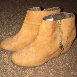 Tan suede wedge ankle boots